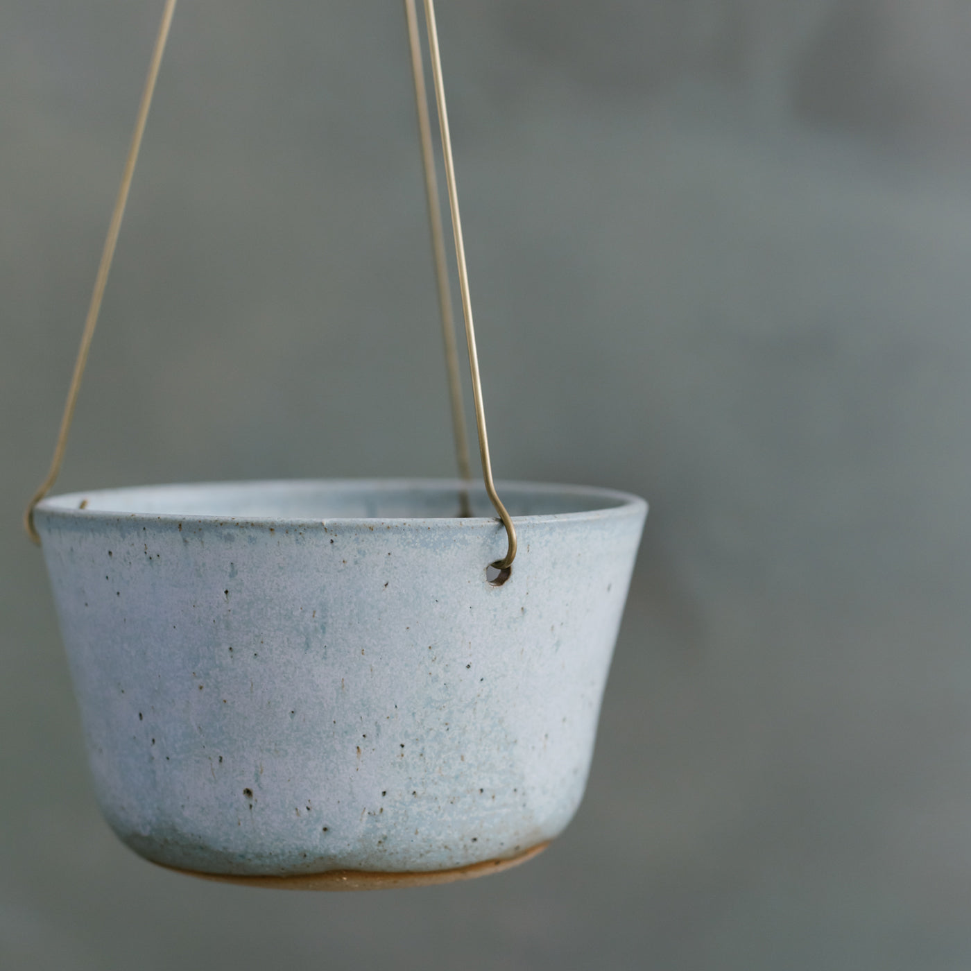 Blue Frost Brass Hanging Planter
